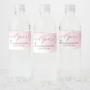 pink Elegance Graduation Party Invitation Water Bottle Label