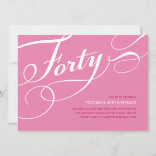 Pink Elegant 40th Birthday Invitations