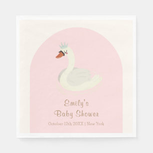 Pink Elegant Boho Arch Princess Swan Baby Shower  Napkin