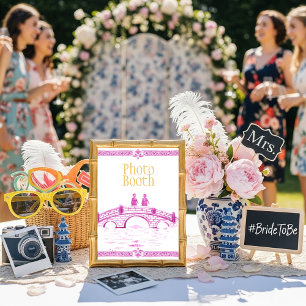 Pink Elegant Bridge Photo Booth Sign  Invitation