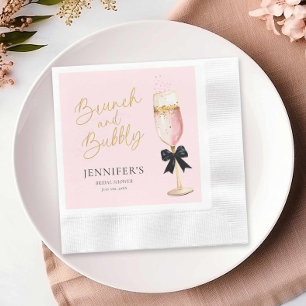 Pink Elegant Brunch and Bubbly Bridal Shower Napkin