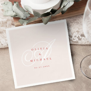 Pink elegant classic calligraphy vintage wedding napkin