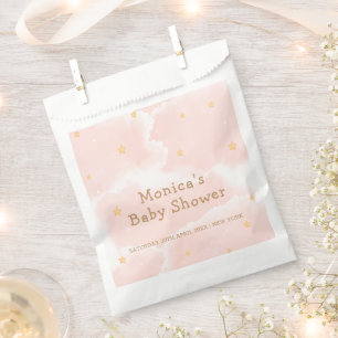 Pink Elegant Cloud Nine Stars Girl Baby Shower  Favour Bag