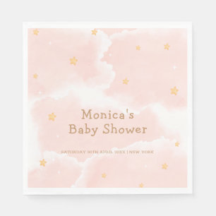 Pink Elegant Cloud Nine Stars Girl Baby Shower  Napkin