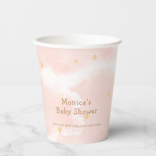 Pink Elegant Cloud Nine Stars Girl Baby Shower  Paper Cups