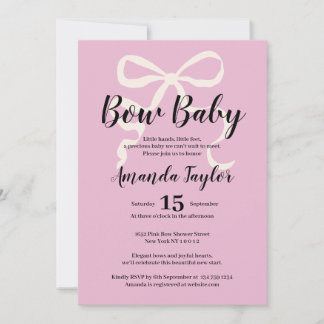 Pink elegant coquette bow Baby Shower Invitation