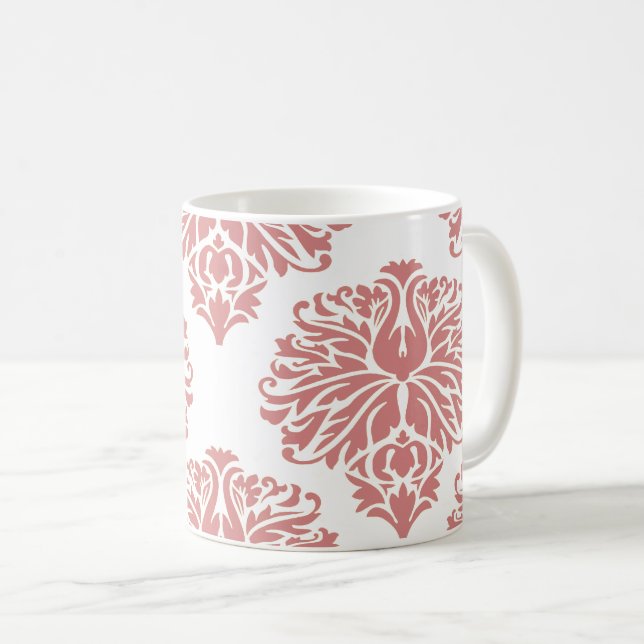 Pink Elegant Damask Coffee Mug (Front Right)