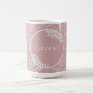 Pink Elegant Damask Personalized Coffee Mug