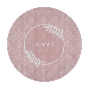 Pink Elegant Damask Personalized Cutting Board