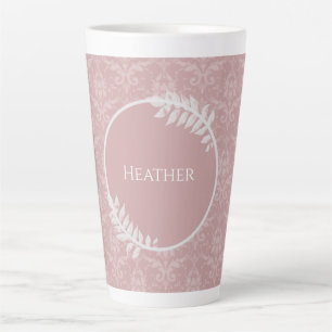 Pink Elegant Damask Personalized Latte Mug