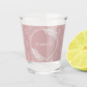 Pink Elegant Damask Personalized Shot Glass
