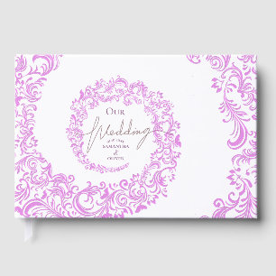 Pink Elegant Damask Wedding Guest Book