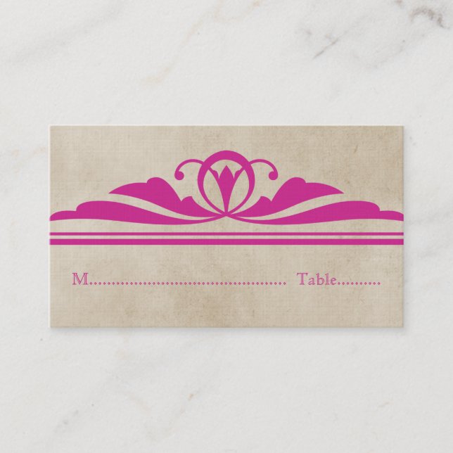Pink Elegant Deco Place Card (Front)