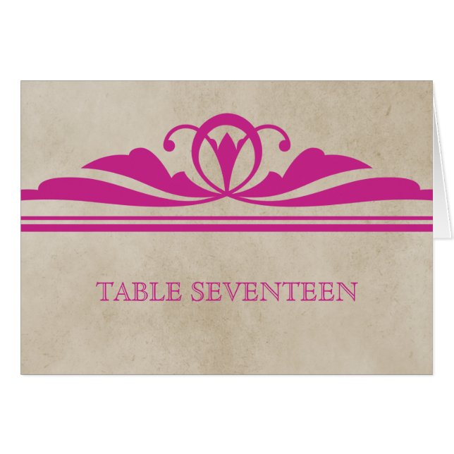 Pink Elegant Deco Table Number Card (Front Horizontal)