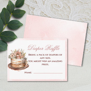 Pink Elegant Diaper Raffle Baby Shower Enclosure Business Card