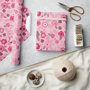 Pink elegant ditsy floral pattern wrapping paper