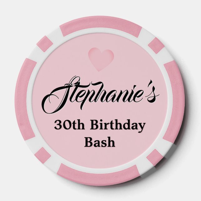 Pink Elegant Fancy Tiffany Birthday Tableware Poker Chips (Back)