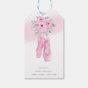 Pink Elegant Floral Ballerina Shoes Baby Shower  Gift Tags