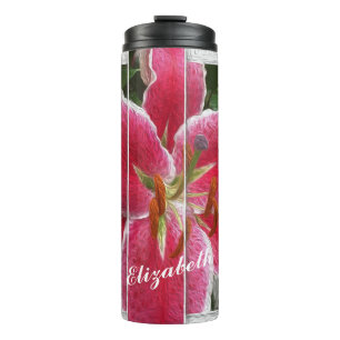 Pink Elegant Floral Watercolor Flowers Thermal Tumbler