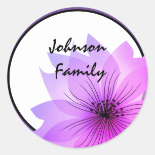 Pink elegant flower classic round sticker