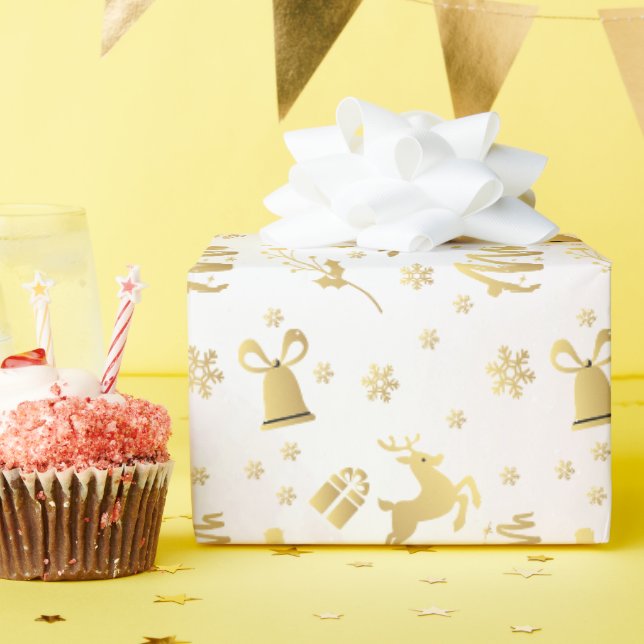Pink Elegant Golden Christmas Pattern Gift Wrapping Paper (Birthday Party)