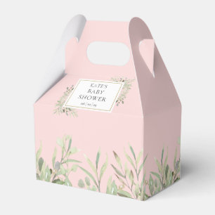 Pink Elegant Greenery Baby Shower  Favor Box