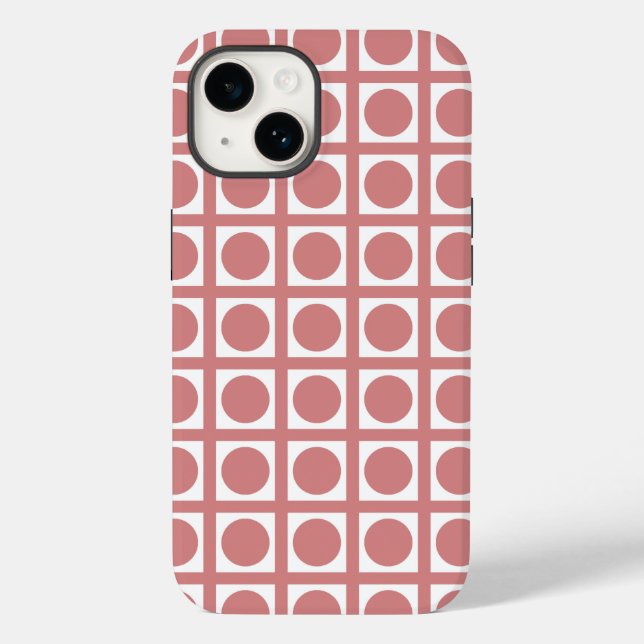 Pink Elegant Grid Dots Case-Mate iPhone Case (Back)