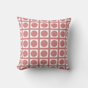 Pink Elegant Grid Dots Throw Pillow