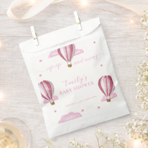 Pink Elegant Hot Air Balloon Girl Baby Shower  Favour Bag