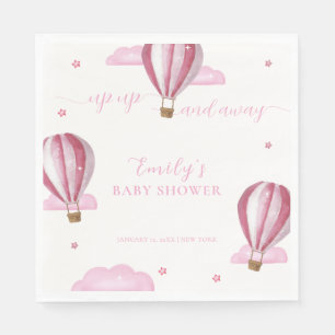 Pink Elegant Hot Air Balloon Girl Baby Shower  Napkin