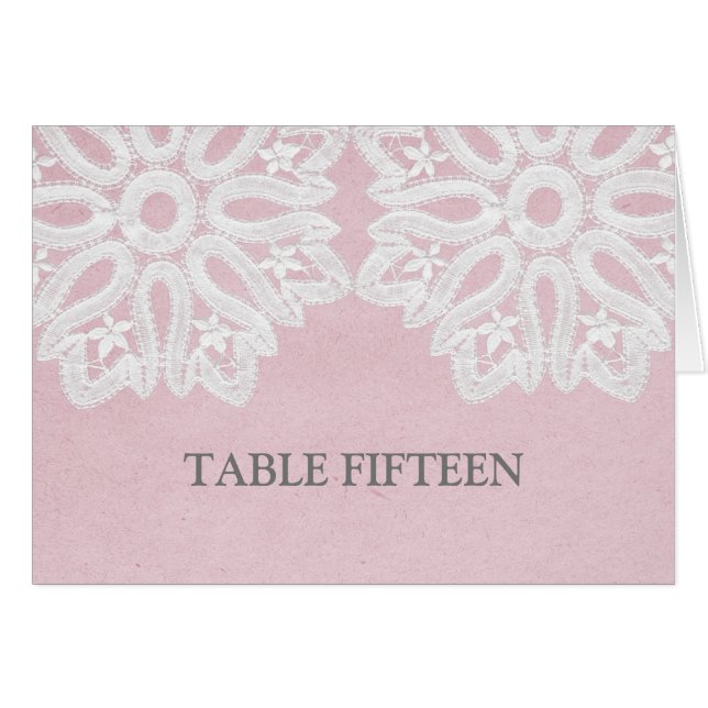 Pink Elegant Lace Table Number Card (Front Horizontal)
