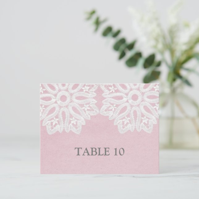 Pink Elegant Lace Table Number Postcard (Standing Front)