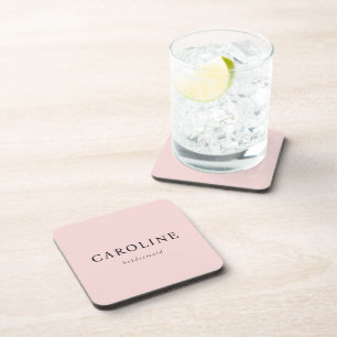 Pink Elegant & Minimalist Bridesmaid Coaster