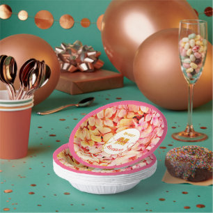 Pink Elegant Modern Stylish Floral Birthday Party Paper Plate