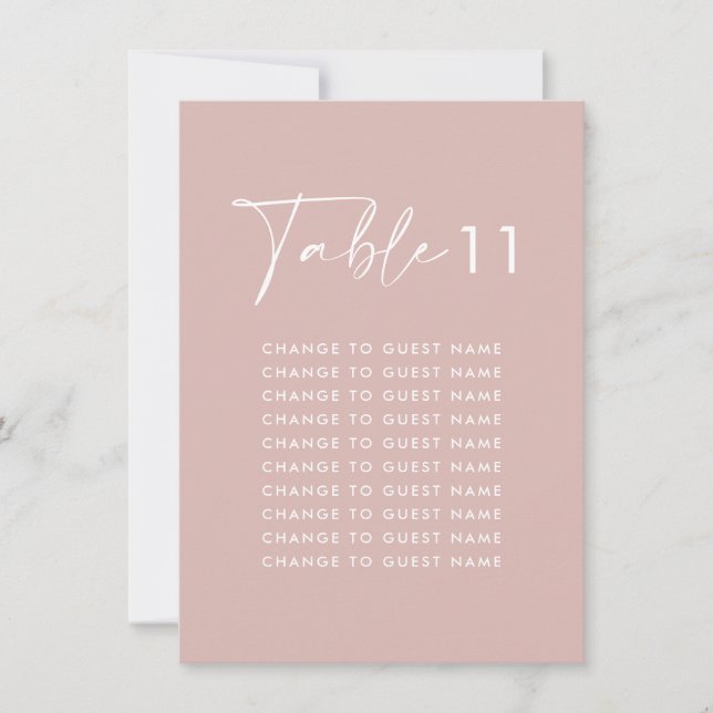 Pink elegant modern wedding table seating chart (Front)