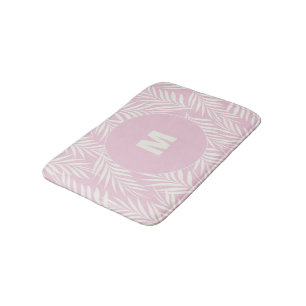 Pink Elegant Palm Leaves Personalized Bath Mat