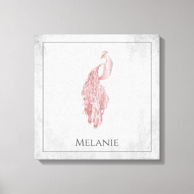 Pink Elegant Peacock Canvas Print (Front)