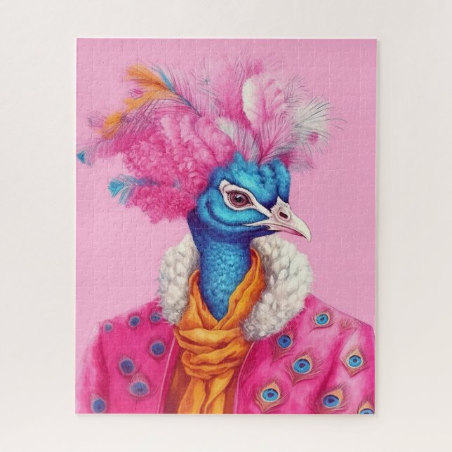 Pink Elegant Peacock Puzzle (Vertical)