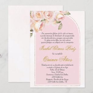 Pink elegant Quince invitation in Spanish