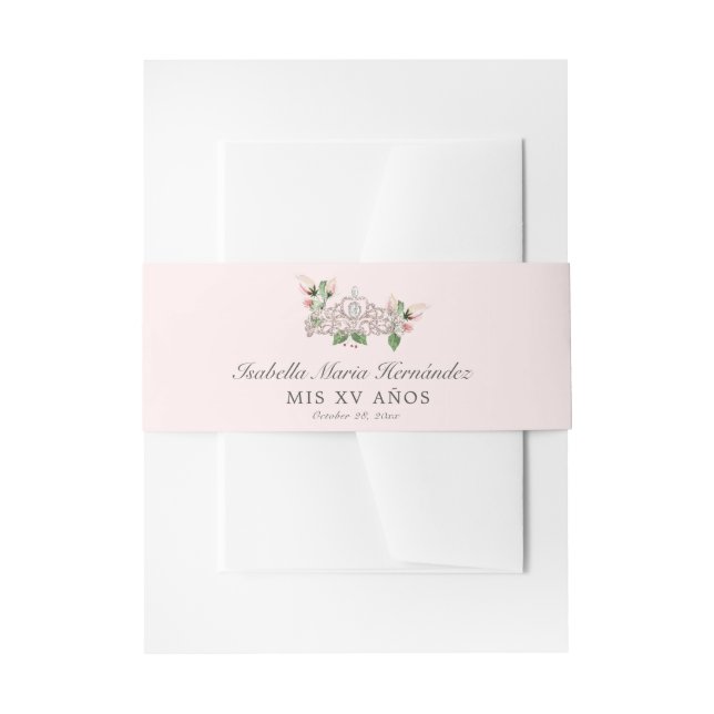 Pink Elegant Quinceañera Invitation Belly Band (Front Example)