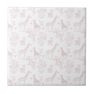 Pink Elegant Safari Toile Vintage Design Tile