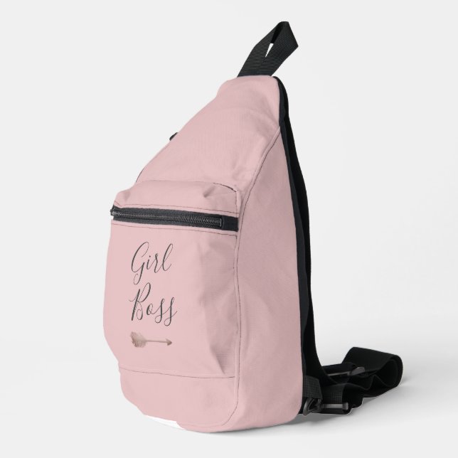 Pink Elegant Script Girl Boss  Sling Bag (Right Corner)