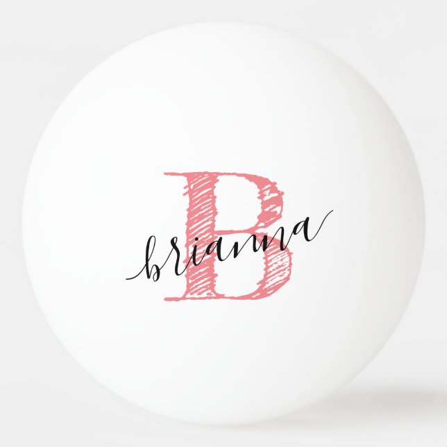 Pink Elegant Script Monogram Initial Personalized  Ping Pong Ball (Front)