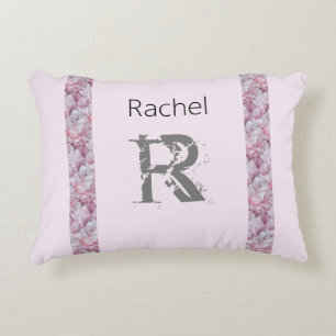 Pink Elegant Simple Modern Name Monogram Template Accent Pillow