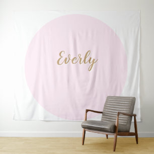 Pink Elegant Simple Script Cake Table Backdrop Tapestry