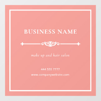 Pink Elegant Small Business Salon Name White Frame Window Cling