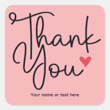 Pink Elegant Thank You with heart Sticker