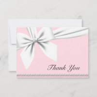 Pink Elegant Tiffany Pearls Fancy Thank You Cards