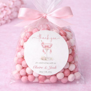 Pink Elegant Tini One On The Way Thank You Classic Round Sticker