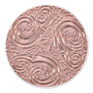 Pink elegant victorian art nouveau engraved look ceramic knob